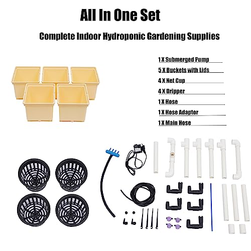 5-Bucket Hydroponic Growing System for Indoor Plants