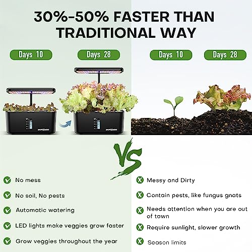 10-Pod Indoor Hydroponic Garden System with LED Light