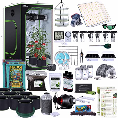 Indoor Hydroponics Growing Kit with Fan, 122x122x183 cm