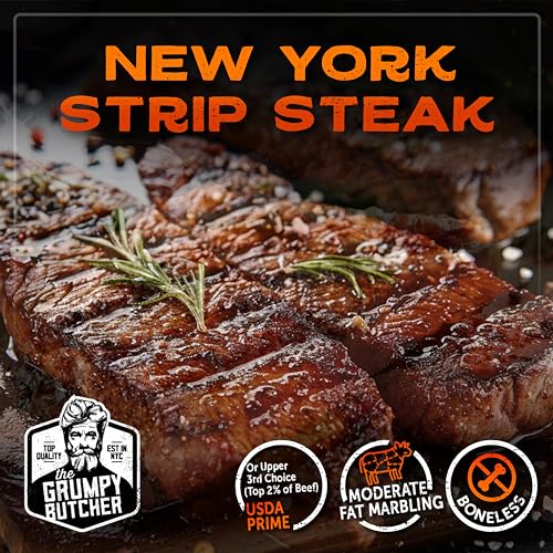 Grumpy Butcher New York Strip Steaks, 8-Pack