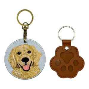 Golden Retriever Memorial Keychain and Pet Hair Pendant