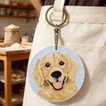 Golden Retriever Memorial Keychain and Pet Hair Pendant
