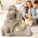 Hand-Sculpted Granite Dog Memorial with LED Candle