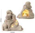 Hand-Sculpted Granite Dog Memorial with LED Candle