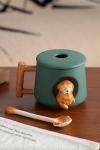 3D Golden Retriever Ceramic Mug with Lid & Spoon