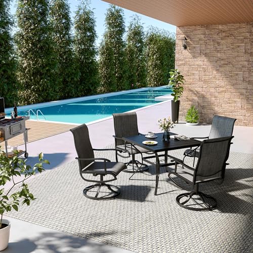 Pamapic 5-Piece Outdoor Dining Set with Swivel Chairs