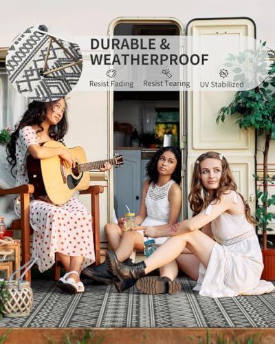 MontVoo Waterproof Reversible Outdoor Rug 5x8 ft