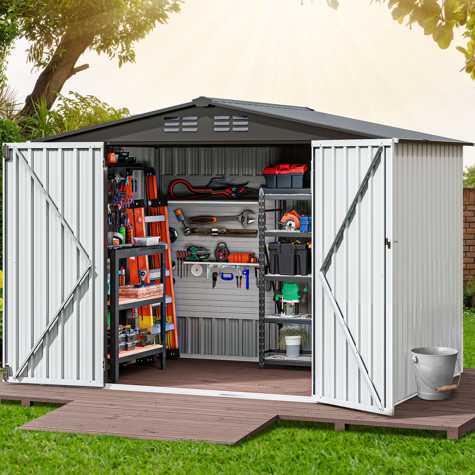 TAUS 8x6 FT Heavy Duty Metal Storage Shed