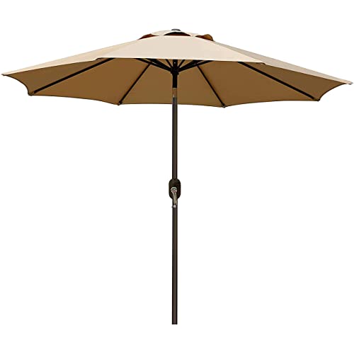 Blissun 9' Tan Patio Umbrella with Tilt Crank