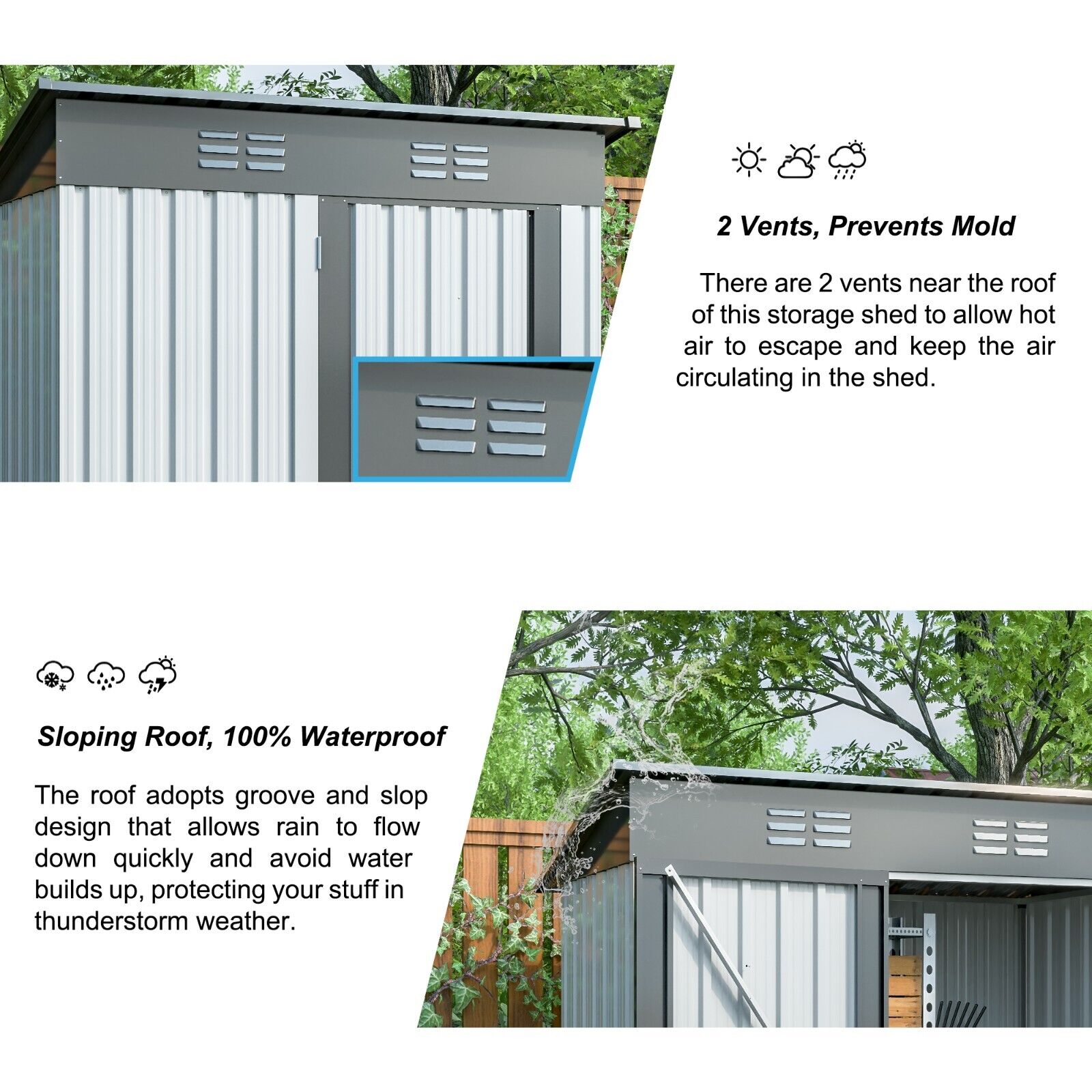 5' x 3' Outdoor Storage Shed for Tools