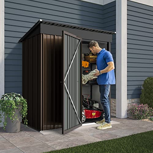 LEMBERI Outdoor Metal Storage Shed with Lockable Door
