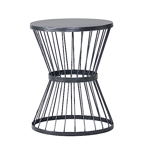 Lassen Outdoor 16" Matte Black Iron Side Table
