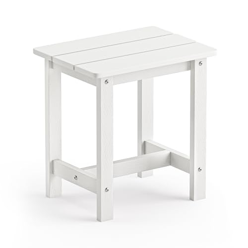 LUE BONA Weather-Resistant Outdoor Side Table in White