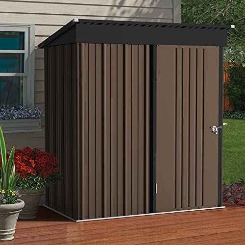 LEMBERI Outdoor Metal Storage Shed with Lockable Door