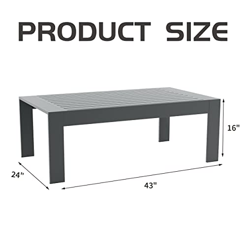LayinSun Modern Rectangle Aluminum Outdoor Coffee Table