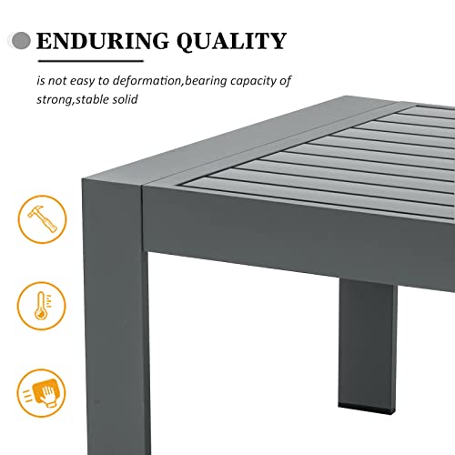 LayinSun Modern Rectangle Aluminum Outdoor Coffee Table