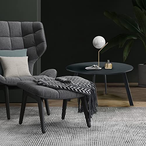 Large Round Steel Patio Coffee Table, Black