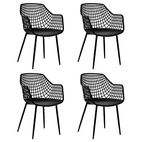 Set of 4 Modern Black Dining Chairs