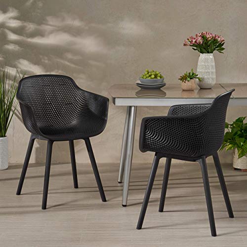 Davina Outdoor Dining Chair Set of 2, Black