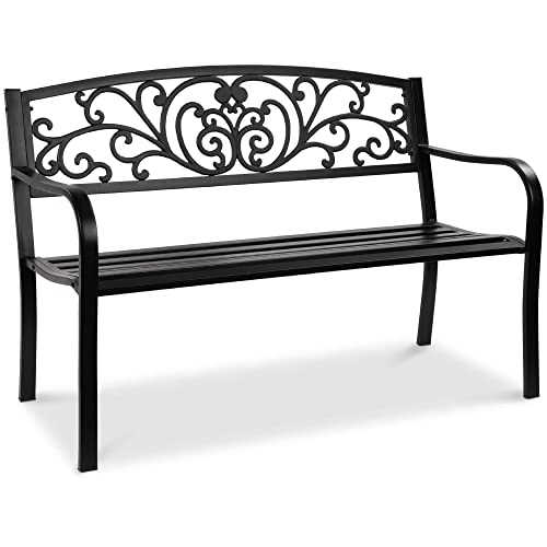 50" Steel Frame Outdoor Patio Garden Bench