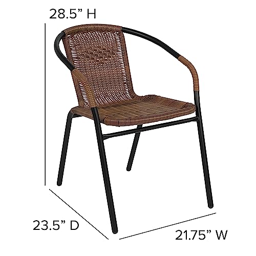 Lila 4 Pack Rattan Stack Chairs - Dark Brown