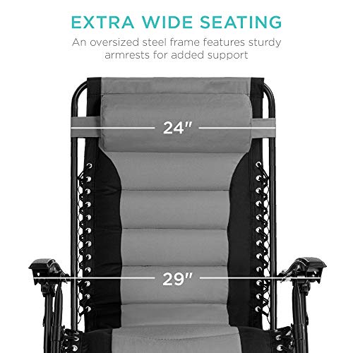 Oversized Padded Zero Gravity Patio Recliner