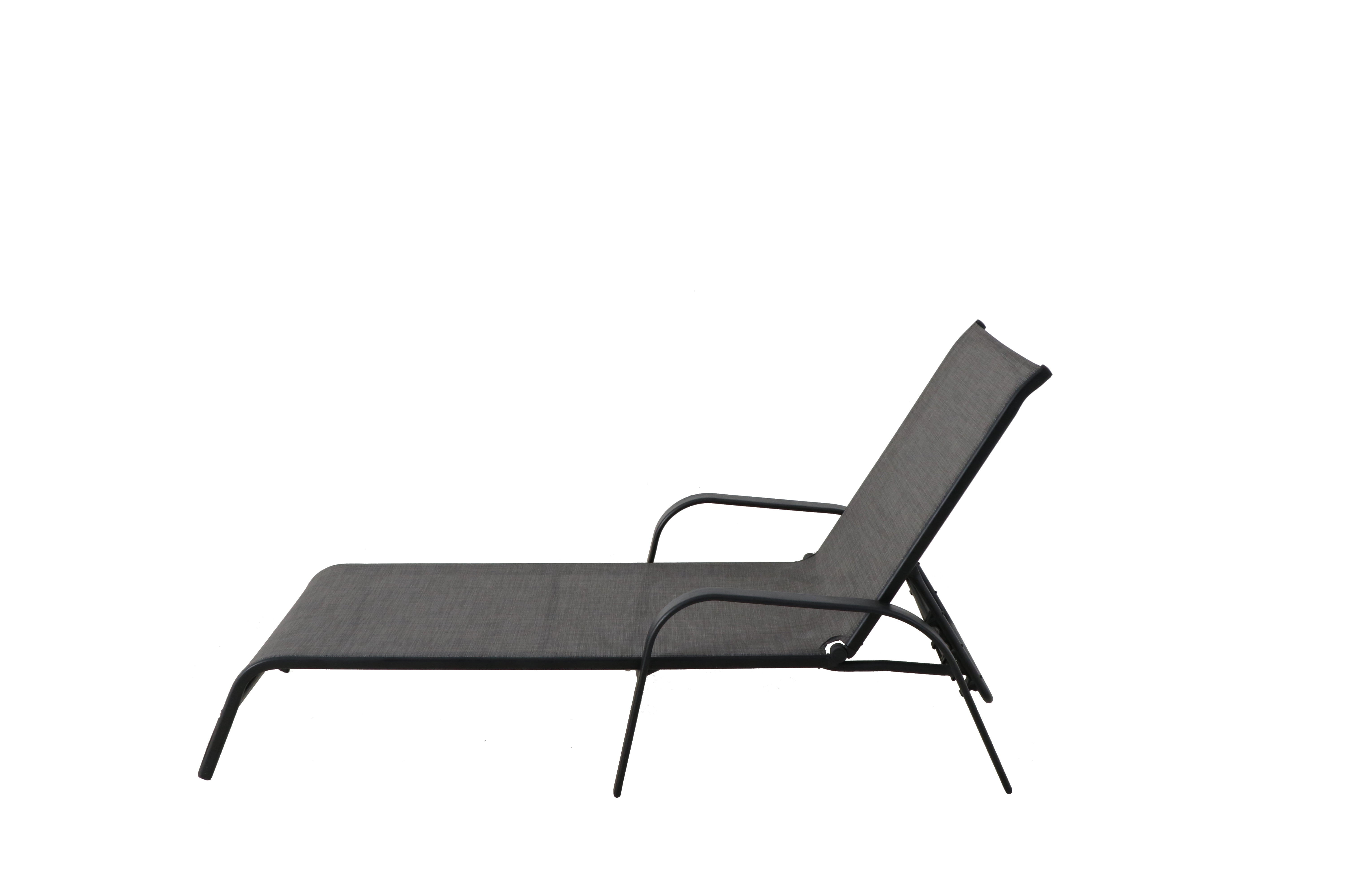 Black Frame Grey Sling Stacking Patio Lounger