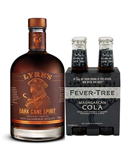 Lyre's Rum & Cola Set - Lyre's Dark Cane Non-Alcoholic Spirit (Dark Rum Style) | Gold Medal Winner | 23.7 Fl Oz (with 1 Pack of 4 X 200ml Fever-Tree Madagascan Cola)