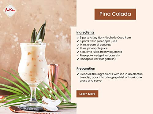 Arkay Non-Alcoholic Coco Rum Flavored Drink - Make Great Zero Proof Cocktails | 0 Calories 0 Sugar |