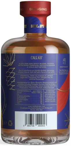 Caleño Dark & Spicy | Non Alcoholic Spirit | Tropical Flavoured Rum Alternative | Low Calorie and Sugar Free | Gluten Free and Vegan | Rich Blend With Tropical Notes | 16.9oz Bottle