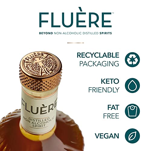FLUÈRE RUM ALTERNATIVE – Spiced Cane Dark Roast, Non-Alcoholic Distilled Spirit with Sugar Cane Molasses, 23.7 Fl Oz | Created for Cocktails