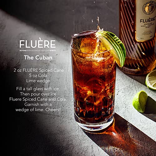 FLUÈRE RUM ALTERNATIVE – Spiced Cane Dark Roast, Non-Alcoholic Distilled Spirit with Sugar Cane Molasses, 23.7 Fl Oz | Created for Cocktails