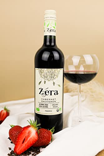 Zéra Non Alcoholic Wine - Cabernet Sauvignon, 750mL Bottle, 6-Pack | Organic Alcohol Free Red Wine | Made in France | Fruit Centered with Spicy and Peppery Notes | Non-GMO Seeds and French Oak