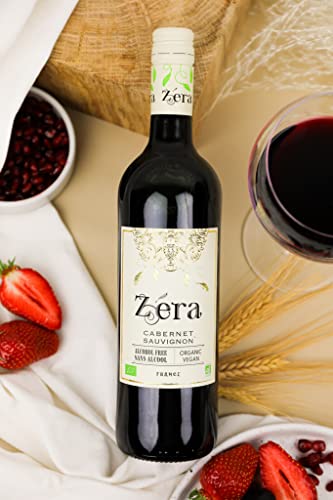 Zéra Non Alcoholic Wine - Cabernet Sauvignon, 750mL Bottle, 6-Pack | Organic Alcohol Free Red Wine | Made in France | Fruit Centered with Spicy and Peppery Notes | Non-GMO Seeds and French Oak