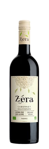 Zéra Non Alcoholic Wine - Cabernet Sauvignon, 750mL Bottle, 6-Pack | Organic Alcohol Free Red Wine | Made in France | Fruit Centered with Spicy and Peppery Notes | Non-GMO Seeds and French Oak