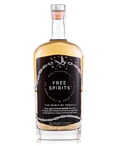 Free Spirits | The Spirit of Tequila | Non-Alcoholic, 750ml, Oaky Vanilla-Kissed, Smoky & Agave Notes, Ultra Low Calorie, Low Sugar, Vegan, Gluten Free, Mood Lifting Vitamins