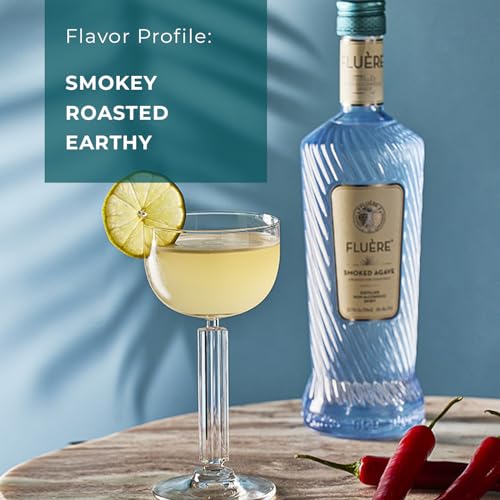 FLUÈRE Mezcal/Tequila Alternative - Smoked Agave, Non-Alcoholic Distilled Spirit, 23.7 Fl Oz | Low Calories | Created for Cocktails | Non-Alcoholic Mezcal Alternative