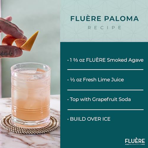 FLUÈRE Mezcal/Tequila Alternative - Smoked Agave, Non-Alcoholic Distilled Spirit, 23.7 Fl Oz | Low Calories | Created for Cocktails | Non-Alcoholic Mezcal Alternative