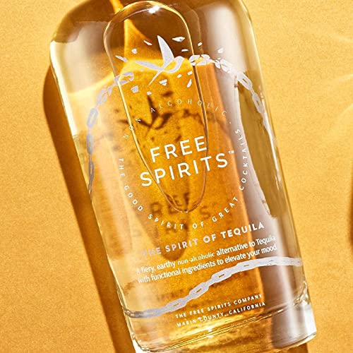Free Spirits | The Spirit of Tequila | Non-Alcoholic, 750ml, Oaky Vanilla-Kissed, Smoky & Agave Notes, Ultra Low Calorie, Low Sugar, Vegan, Gluten Free, Mood Lifting Vitamins