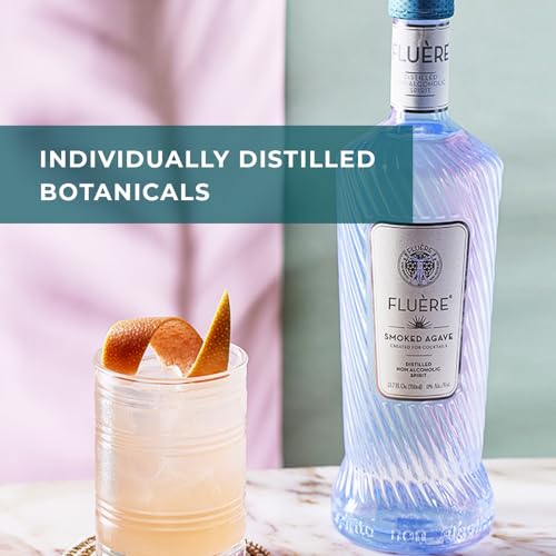FLUÈRE Mezcal/Tequila Alternative - Smoked Agave, Non-Alcoholic Distilled Spirit, 23.7 Fl Oz | Low Calories | Created for Cocktails | Non-Alcoholic Mezcal Alternative
