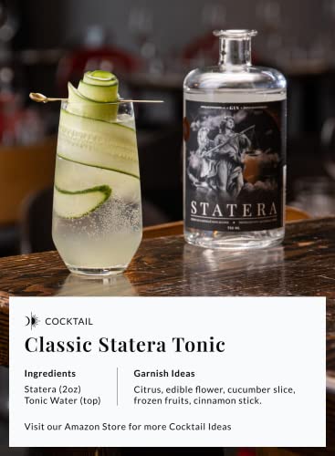 Statera - Non Alcoholic Gin With Electrolytes - Distilled With Gin Botanicals - Sugar Free & Calorie Free - Handcrafted for Delicious & Responsible Alcohol Free Cocktails - 26 Fl Oz