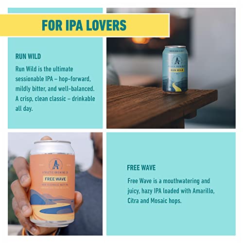 Athletic Brewing Co. Craft Non-Alcoholic Beer 12-Pack - IPAs - Low-Cal, All Natural