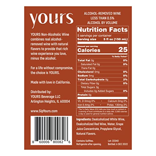 YOURS Non-Alcoholic Rose Wine - Low-Calorie, Guilt-Free (2-Pack)