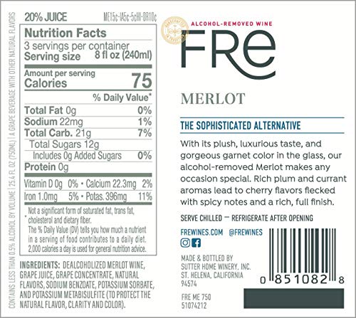 Sutter Home Fre Merlot Red Wine Bundle, Non-Alcoholic
