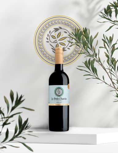 Le Petit Chavin Merlot Dealcoholized 0.0% Non-Alcoholic Red From France 750ml, Vegan (1 Bottle)