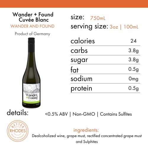 Wander + Found Cuvée Blanc Non Alcoholic Wine | White Blend, 750 mL