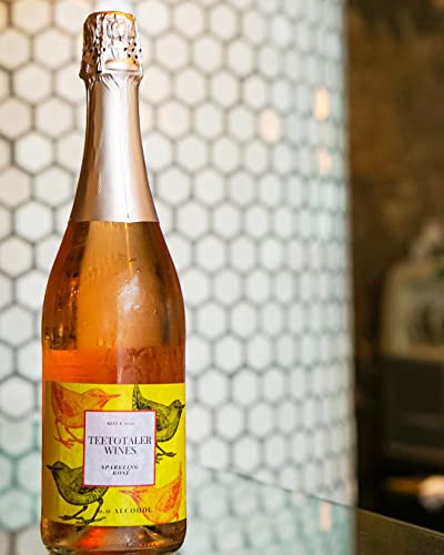 Teetotaler Non Alcoholic Wine - Sparkling Rosé Wine, 750mL Bottle | Alcohol Free Wine | Great for Baby Showers | Made in Spain from Tempranillo Grapes | Crisp & Refreshing | Low Sugar Beverage