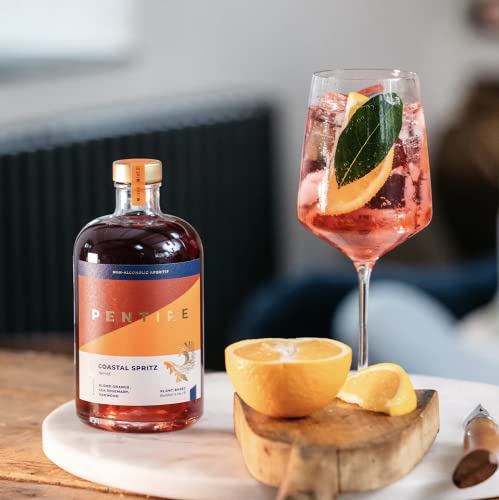 Pentire Coastal Spritz 70cl - Botanical Non Alcoholic Blood Orange Gin - Distilled from Native Cornish Plants - No Added Sugar - Vegan - Nothing Artificial - Alcohol Free Spirit - Flavoured Gin