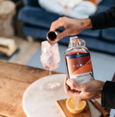 Pentire Coastal Spritz 70cl - Botanical Non Alcoholic Blood Orange Gin - Distilled from Native Cornish Plants - No Added Sugar - Vegan - Nothing Artificial - Alcohol Free Spirit - Flavoured Gin