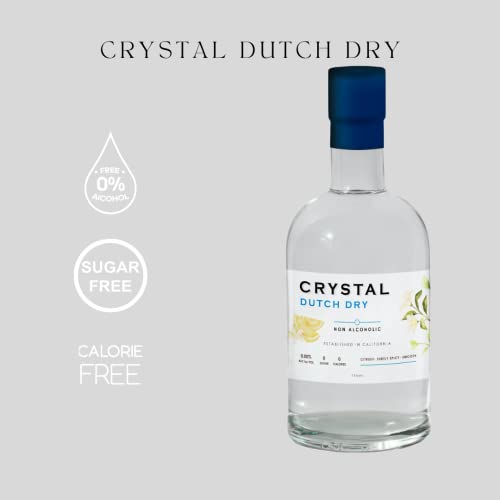 Crystal Dutch Dry Non- alcoholic zero proof spirit alternative premium beverage with zero sugar zero calories 0.00% alcohol gin replacement